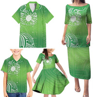 Polynesia Depression Awareness Family Matching Puletasi and Hawaiian Shirt Sunflower Green Ribbons Polynesian Tattoo LT14 - Polynesian Pride