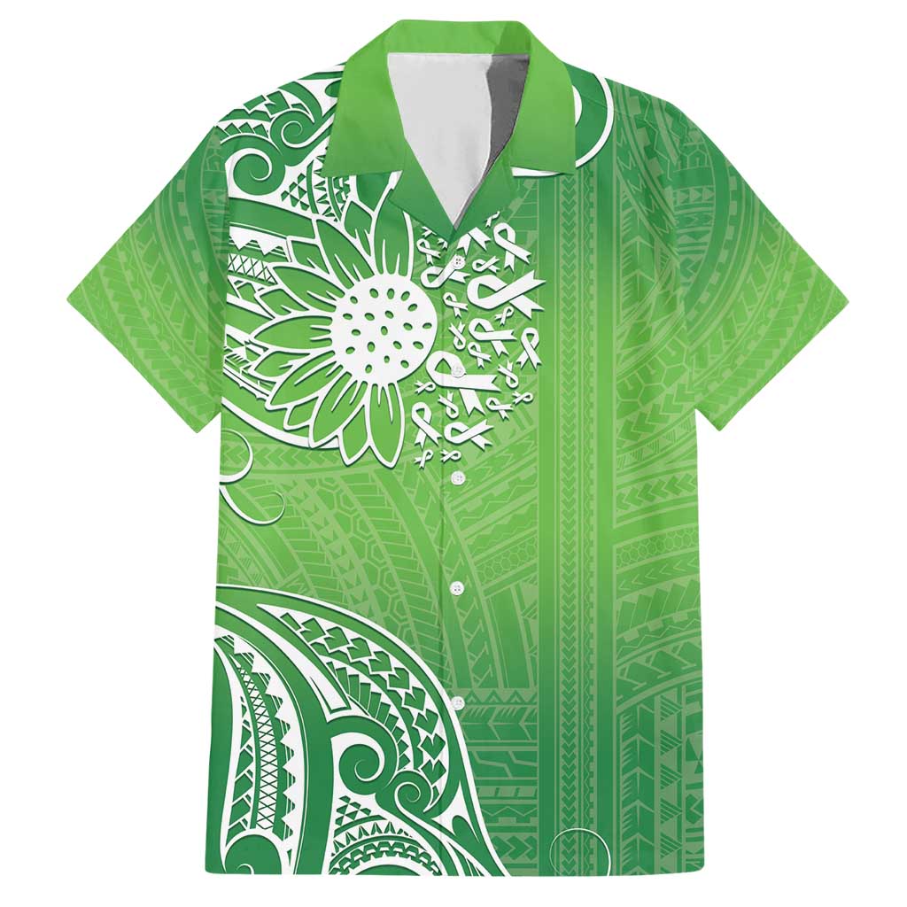 Polynesia Depression Awareness Family Matching Short Sleeve Bodycon Dress and Hawaiian Shirt Sunflower Green Ribbons Polynesian Tattoo LT14 Dad's Shirt - Short Sleeve Green - Polynesian Pride