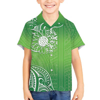 Polynesia Depression Awareness Family Matching Short Sleeve Bodycon Dress and Hawaiian Shirt Sunflower Green Ribbons Polynesian Tattoo LT14 Son's Shirt Green - Polynesian Pride