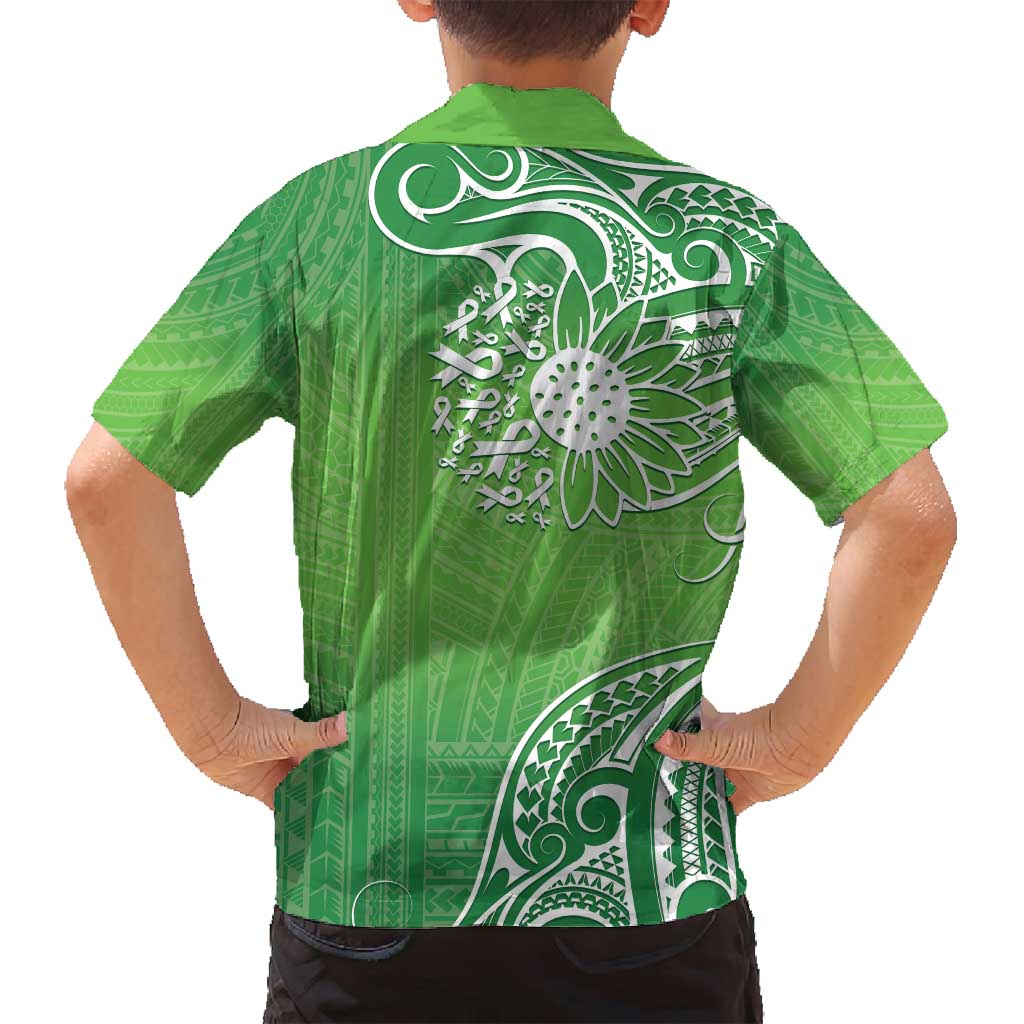 Polynesia Depression Awareness Family Matching Summer Maxi Dress and Hawaiian Shirt Sunflower Green Ribbons Polynesian Tattoo LT14 - Polynesian Pride