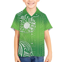 Polynesia Depression Awareness Family Matching Summer Maxi Dress and Hawaiian Shirt Sunflower Green Ribbons Polynesian Tattoo LT14 Son's Shirt Green - Polynesian Pride