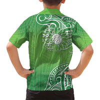 Polynesia Depression Awareness Family Matching Tank Maxi Dress and Hawaiian Shirt Sunflower Green Ribbons Polynesian Tattoo LT14 - Polynesian Pride