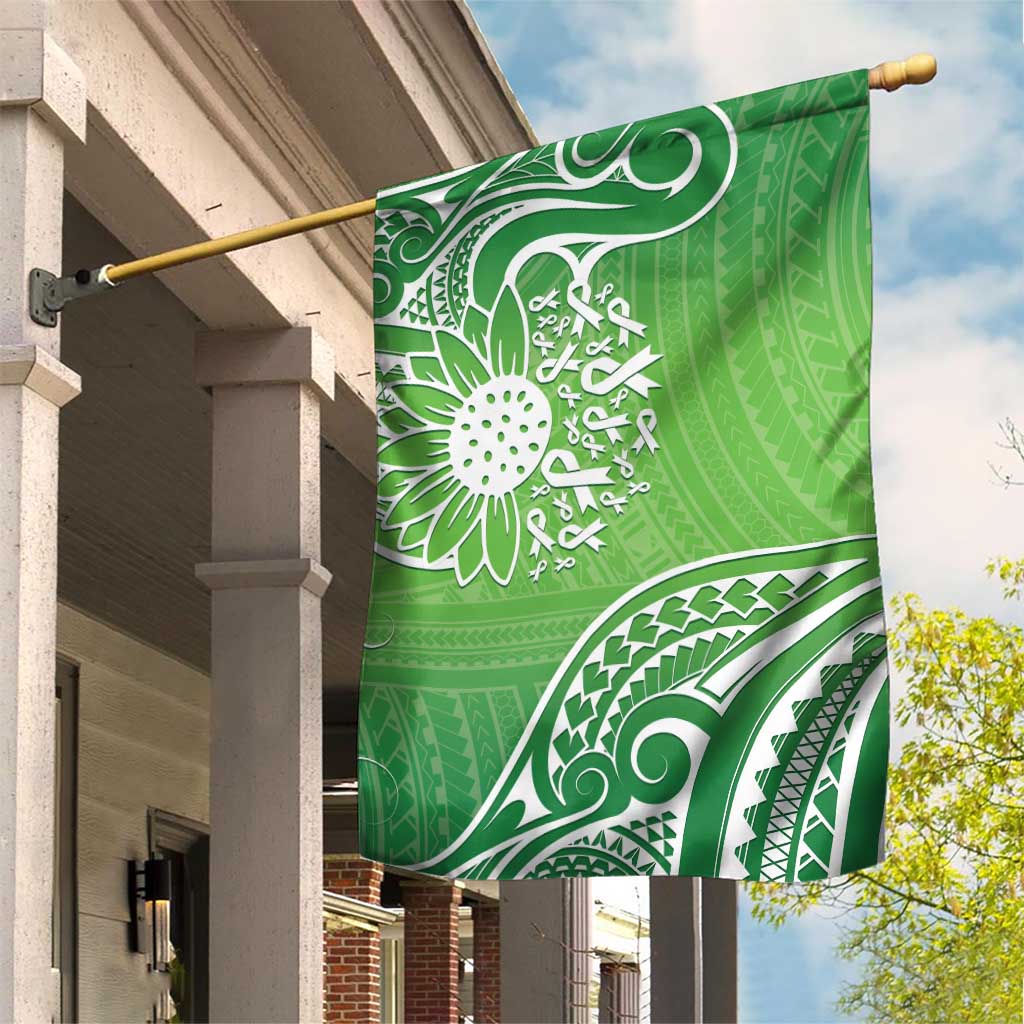 Polynesia Depression Awareness Garden Flag Sunflower Green Ribbons Polynesian Tattoo LT14 House Flag Green - Polynesian Pride