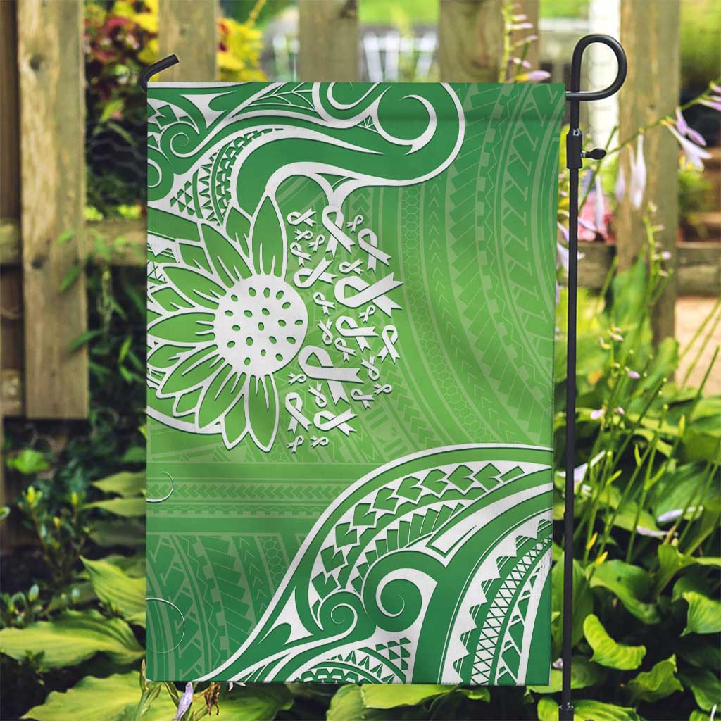 Polynesia Depression Awareness Garden Flag Sunflower Green Ribbons Polynesian Tattoo LT14 Garden Flag Green - Polynesian Pride