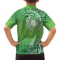 Polynesia Depression Awareness Kid Hawaiian Shirt Sunflower Green Ribbons Polynesian Tattoo