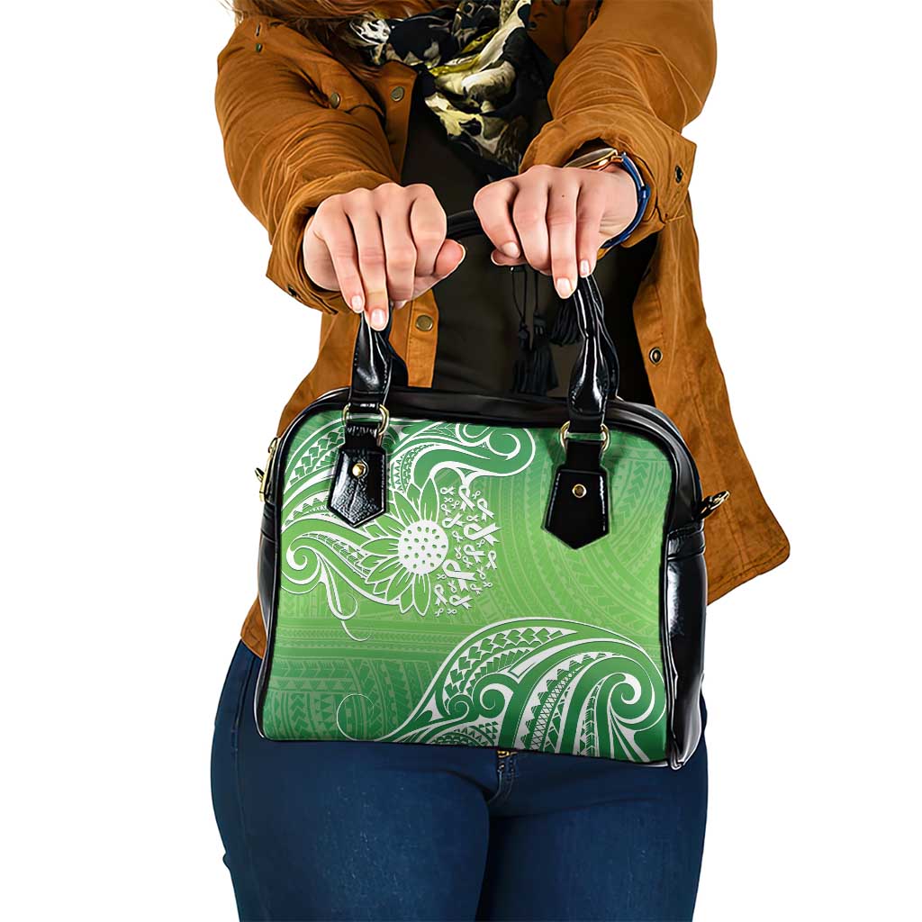 Polynesia Depression Awareness Shoulder Handbag Sunflower Green Ribbons Polynesian Tattoo LT14 One Size Green - Polynesian Pride