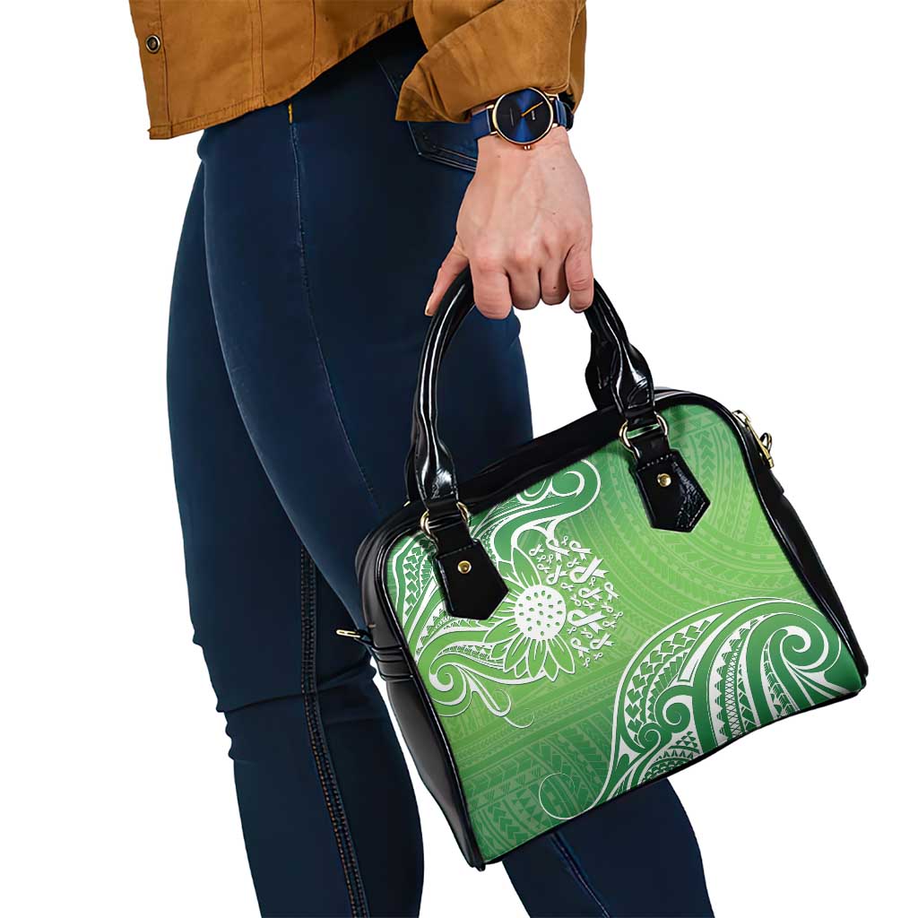Polynesia Depression Awareness Shoulder Handbag Sunflower Green Ribbons Polynesian Tattoo LT14 - Polynesian Pride