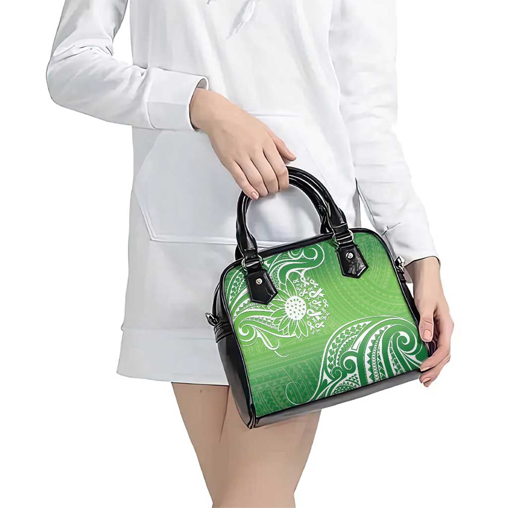 Polynesia Depression Awareness Shoulder Handbag Sunflower Green Ribbons Polynesian Tattoo LT14 - Polynesian Pride
