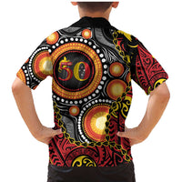 Celebrating 50 Years Papua New Guinea Family Matching Mermaid Dress and Hawaiian Shirt Aboriginal Mix Papuan Pattern LT14 - Polynesian Pride