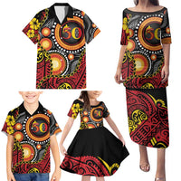 Celebrating 50 Years Papua New Guinea Family Matching Puletasi and Hawaiian Shirt Aboriginal Mix Papuan Pattern LT14 - Polynesian Pride