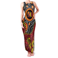 Celebrating 50 Years Papua New Guinea Family Matching Tank Maxi Dress and Hawaiian Shirt Aboriginal Mix Papuan Pattern LT14 Mom's Dress Red - Polynesian Pride