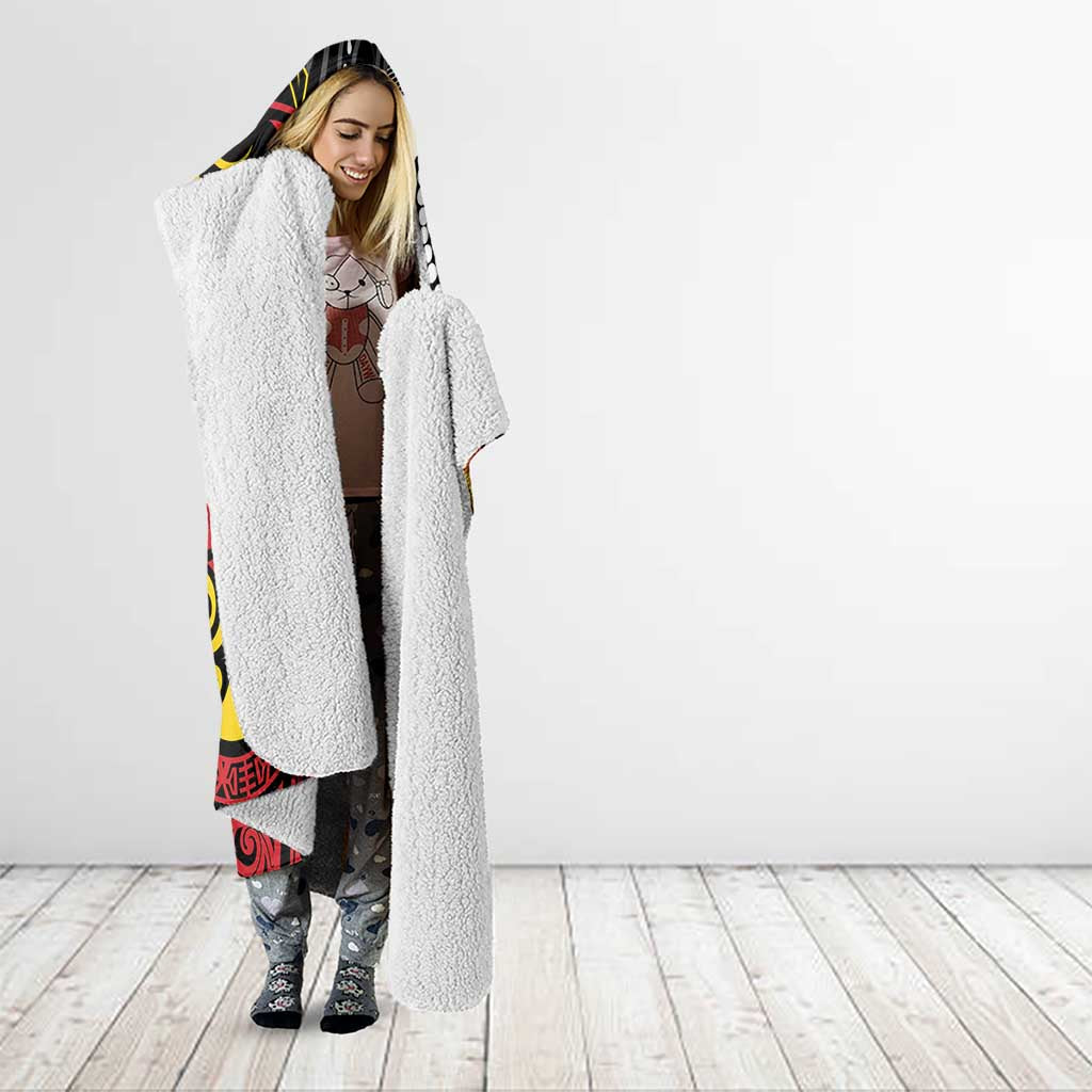 Celebrating 50 Years Papua New Guinea Hooded Blanket Aboriginal Mix Papuan Pattern - Polynesian Pride