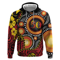 Celebrating 50 Years Papua New Guinea Hoodie Aboriginal Mix Papuan Pattern LT14 Pullover Hoodie Red - Polynesian Pride
