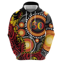 Celebrating 50 Years Papua New Guinea Hoodie Aboriginal Mix Papuan Pattern LT14 - Polynesian Pride