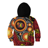 Celebrating 50 Years Papua New Guinea Kid Hoodie Aboriginal Mix Papuan Pattern LT14 - Polynesian Pride