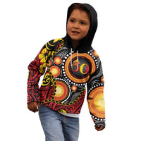 Celebrating 50 Years Papua New Guinea Kid Hoodie Aboriginal Mix Papuan Pattern LT14 - Polynesian Pride