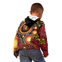 Celebrating 50 Years Papua New Guinea Kid Hoodie Aboriginal Mix Papuan Pattern LT14 - Polynesian Pride