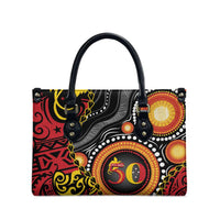 Celebrating 50 Years Papua New Guinea Leather Bag Aboriginal Mix Papuan Pattern LT14 - Polynesian Pride