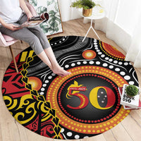 Celebrating 50 Years Papua New Guinea Round Carpet Aboriginal Mix Papuan Pattern LT14 - Polynesian Pride