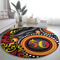 Celebrating 50 Years Papua New Guinea Round Carpet Aboriginal Mix Papuan Pattern LT14 - Polynesian Pride