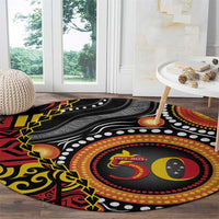 Celebrating 50 Years Papua New Guinea Round Carpet Aboriginal Mix Papuan Pattern LT14 - Polynesian Pride