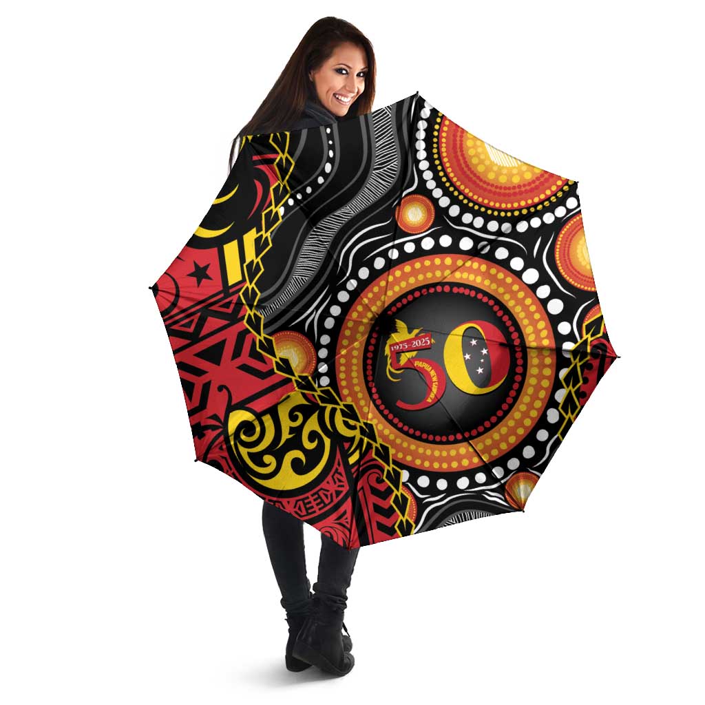 Celebrating 50 Years Papua New Guinea Umbrella Aboriginal Mix Papuan Pattern LT14 - Polynesian Pride