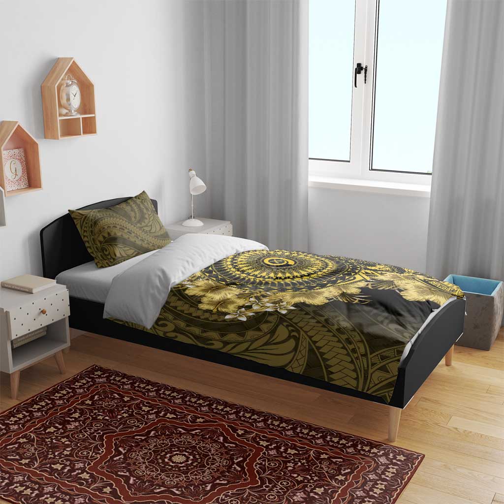 Vanuatu Bedding Set Hibisus Polynesian Pattern Gold - Polynesian Pride