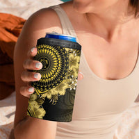 Vanuatu 4 in 1 Can Cooler Tumbler Hibisus Polynesian Pattern Gold - Polynesian Pride