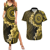 Vanuatu Couples Matching Summer Maxi Dress and Hawaiian Shirt Hibisus Polynesian Pattern Gold LT14 Gold - Polynesian Pride