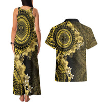Vanuatu Couples Matching Tank Maxi Dress and Hawaiian Shirt Hibisus Polynesian Pattern Gold LT14 - Polynesian Pride