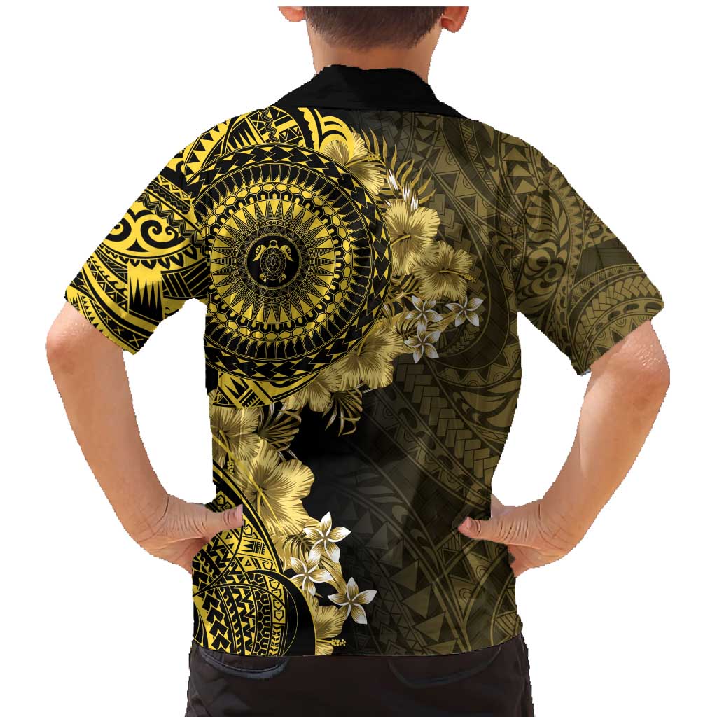 Vanuatu Family Matching Mermaid Dress and Hawaiian Shirt Hibisus Polynesian Pattern Gold LT14 - Polynesian Pride