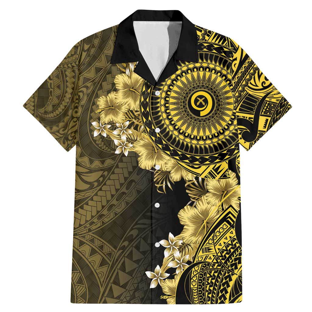 Vanuatu Family Matching Mermaid Dress and Hawaiian Shirt Hibisus Polynesian Pattern Gold LT14 Dad's Shirt - Short Sleeve Gold - Polynesian Pride
