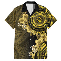 Vanuatu Family Matching Off The Shoulder Long Sleeve Dress and Hawaiian Shirt Hibisus Polynesian Pattern Gold LT14 Dad's Shirt - Short Sleeve Gold - Polynesian Pride