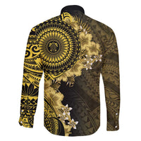 Vanuatu Family Matching Short Sleeve Bodycon Dress and Hawaiian Shirt Hibisus Polynesian Pattern Gold LT14 - Polynesian Pride