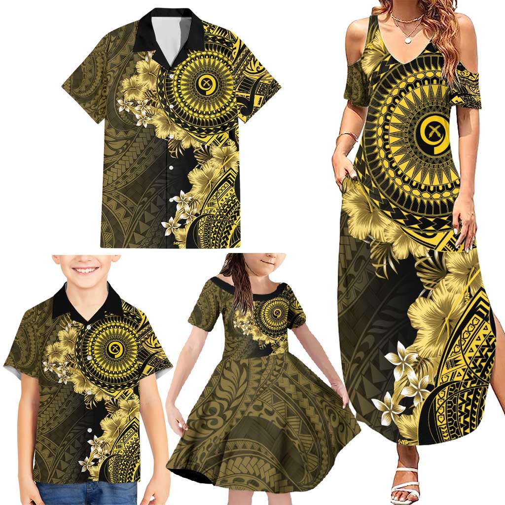 Vanuatu Family Matching Summer Maxi Dress and Hawaiian Shirt Hibisus Polynesian Pattern Gold LT14 - Polynesian Pride
