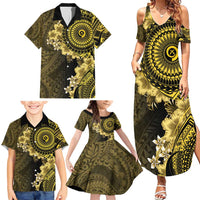 Vanuatu Family Matching Summer Maxi Dress and Hawaiian Shirt Hibisus Polynesian Pattern Gold LT14 - Polynesian Pride