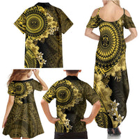 Vanuatu Family Matching Summer Maxi Dress and Hawaiian Shirt Hibisus Polynesian Pattern Gold LT14 - Polynesian Pride