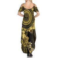 Vanuatu Family Matching Summer Maxi Dress and Hawaiian Shirt Hibisus Polynesian Pattern Gold LT14 - Polynesian Pride