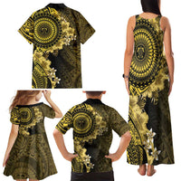 Vanuatu Family Matching Tank Maxi Dress and Hawaiian Shirt Hibisus Polynesian Pattern Gold LT14 - Polynesian Pride