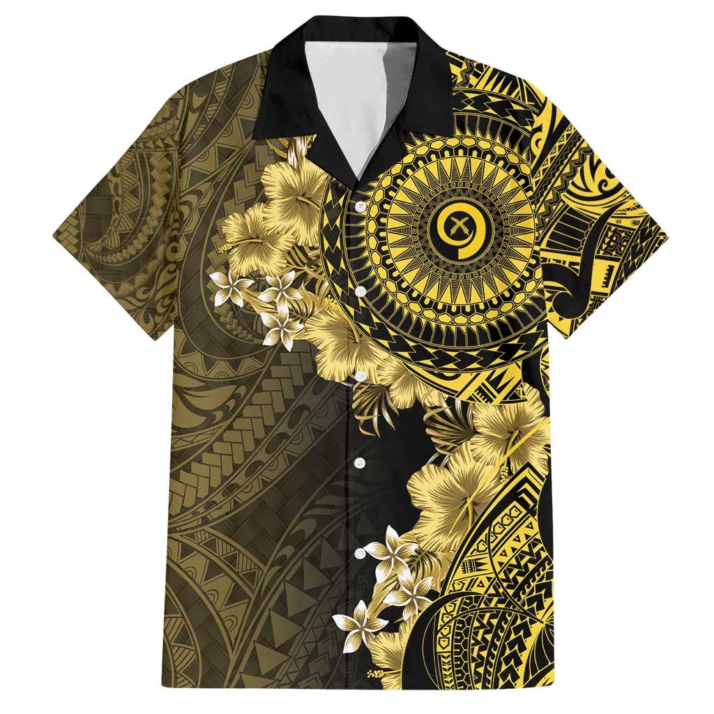 Vanuatu Family Matching Tank Maxi Dress and Hawaiian Shirt Hibisus Polynesian Pattern Gold LT14 Dad's Shirt - Short Sleeve Gold - Polynesian Pride