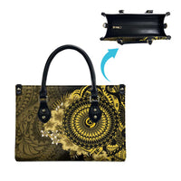 Vanuatu Leather Bag Hibisus Polynesian Pattern Gold - Polynesian Pride