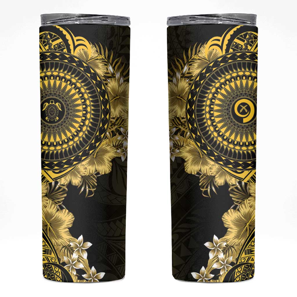 Vanuatu Skinny Tumbler Hibisus Polynesian Pattern Gold LT14 Gold - Polynesian Pride