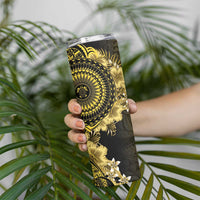 Vanuatu Skinny Tumbler Hibisus Polynesian Pattern Gold LT14 - Polynesian Pride