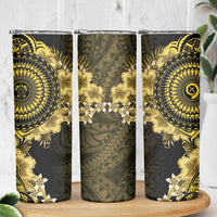 Vanuatu Skinny Tumbler Hibisus Polynesian Pattern Gold LT14 - Polynesian Pride
