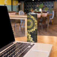 Vanuatu Skinny Tumbler Hibisus Polynesian Pattern Gold LT14 - Polynesian Pride