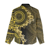 Vanuatu Women Casual Shirt Hibisus Polynesian Pattern Gold LT14 - Polynesian Pride