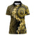 Vanuatu Women Polo Shirt Hibisus Polynesian Pattern Gold - Polynesian Pride
