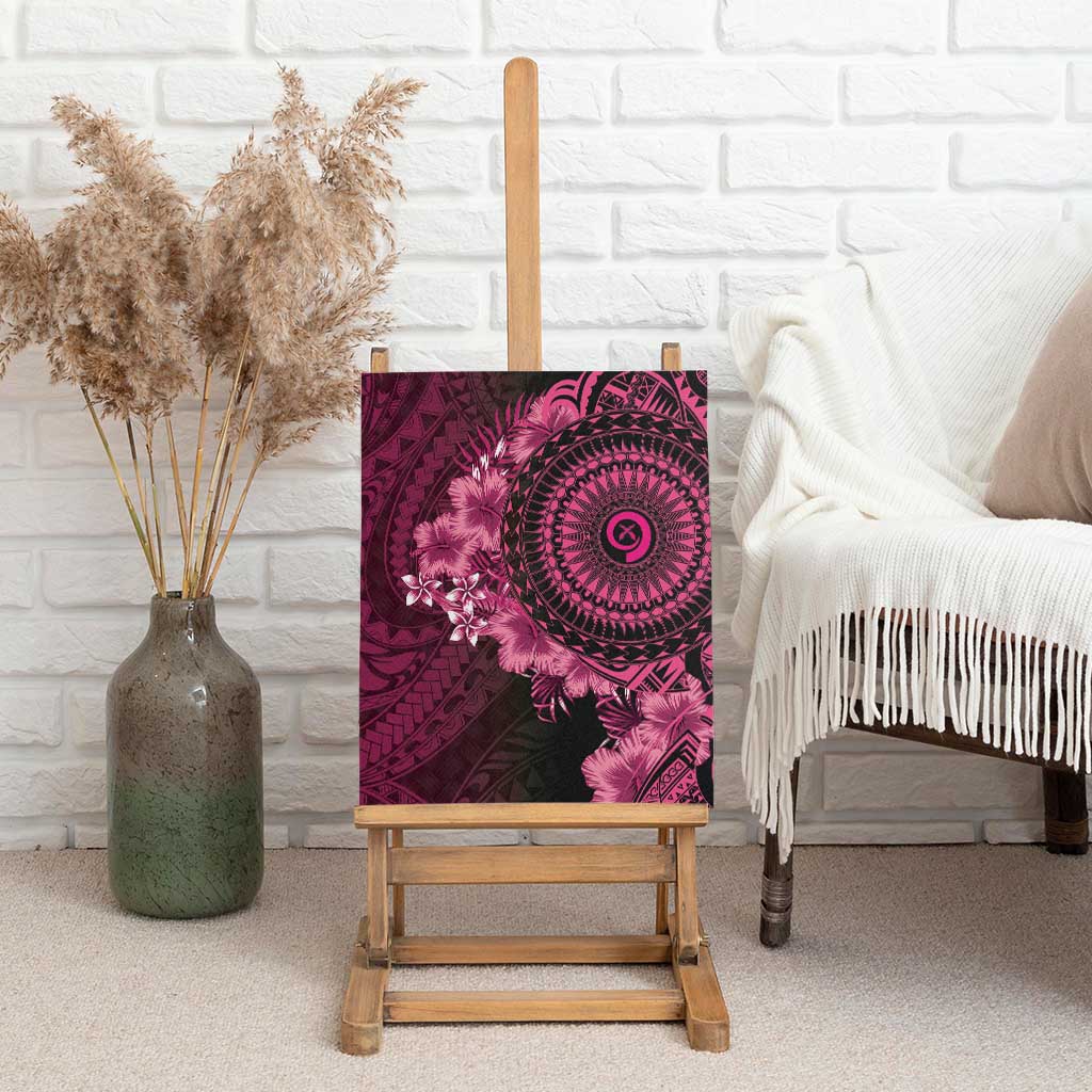 Vanuatu Canvas Wall Art Hibisus Polynesian Pattern Pink - Polynesian Pride