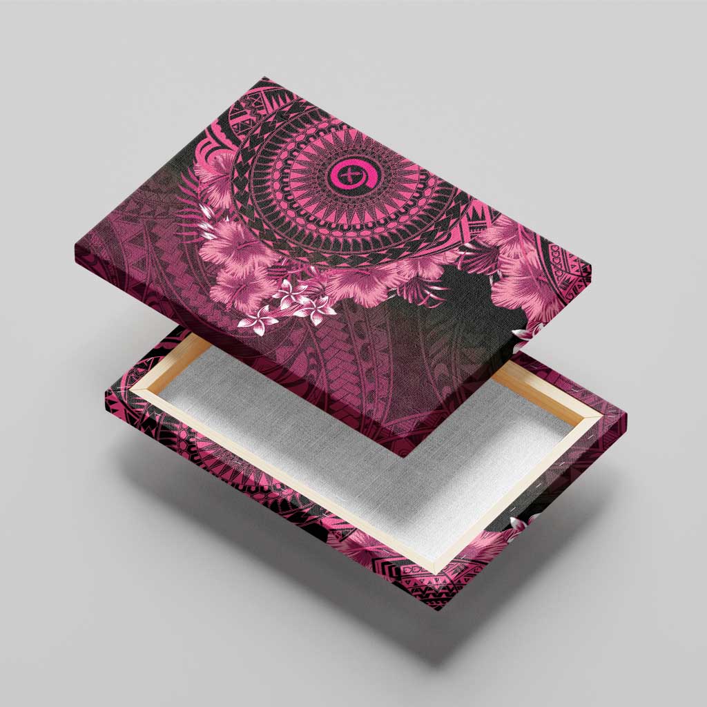 Vanuatu Canvas Wall Art Hibisus Polynesian Pattern Pink - Polynesian Pride