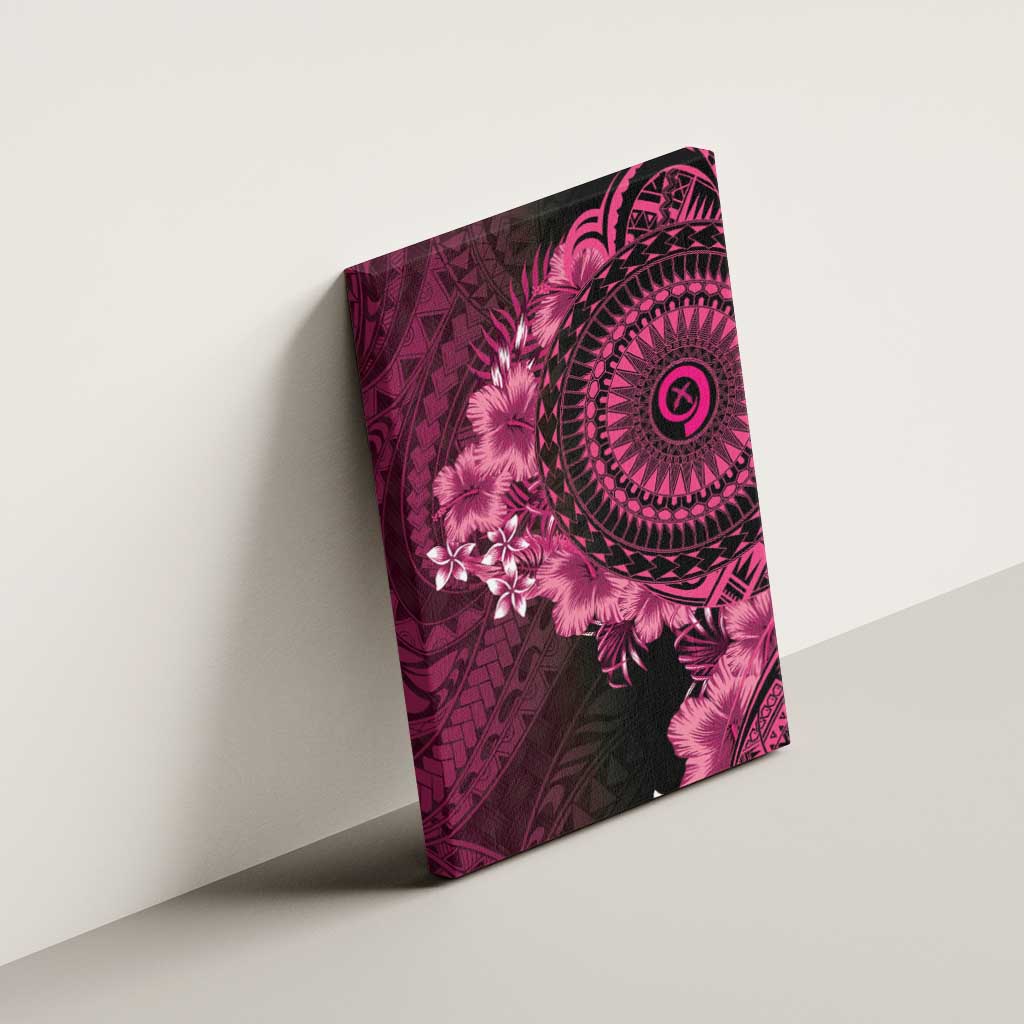 Vanuatu Canvas Wall Art Hibisus Polynesian Pattern Pink - Polynesian Pride